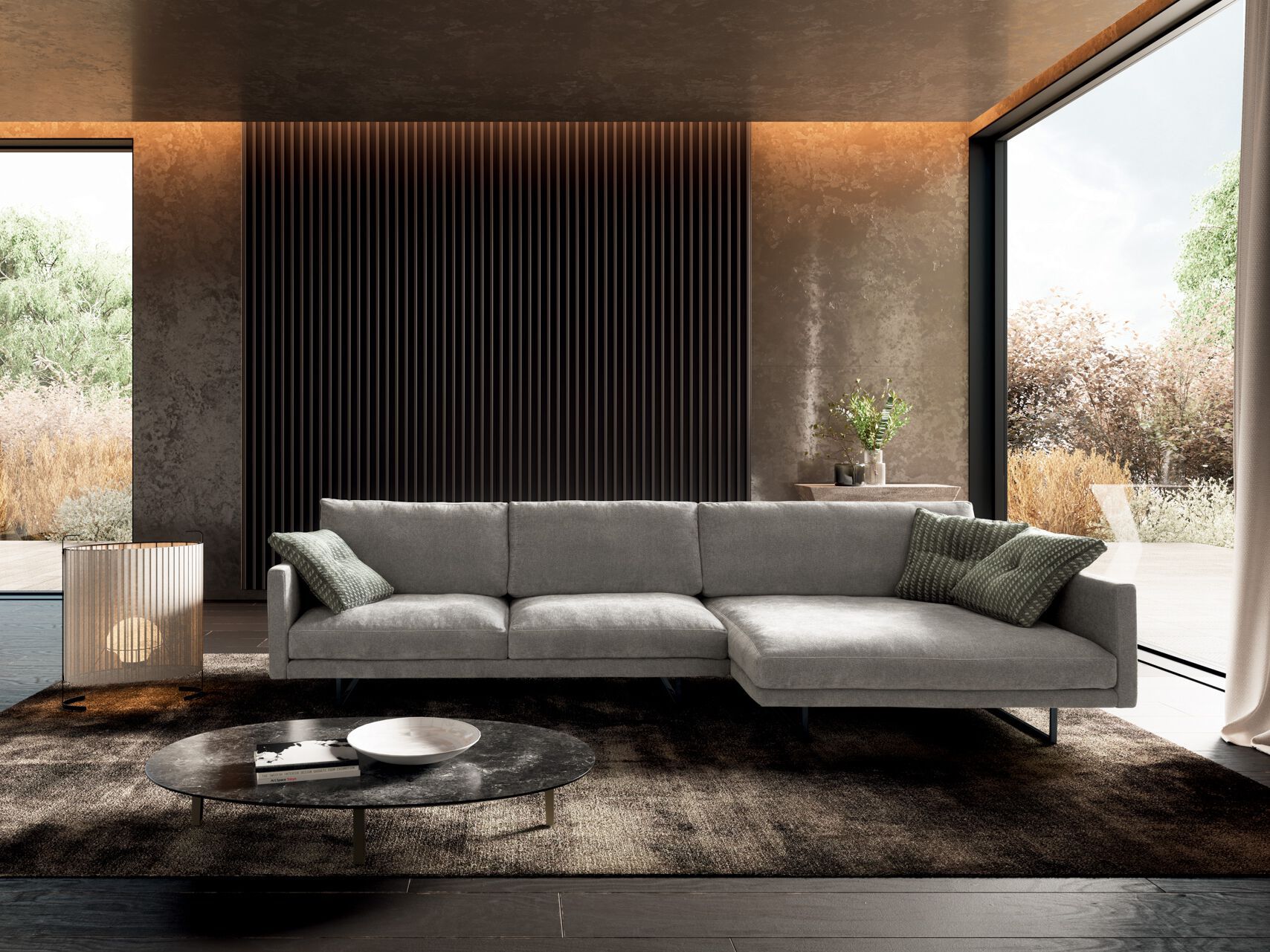 Секционный тканевый диван с полуостровом VALENTINI Slim New ARCH-00136564