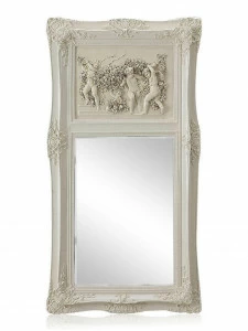Зеркало настенное прямоугольное в высокой белой раме "Францини" Distressed chalk white LOUVRE HOME ДИЗАЙНЕРСКИЕ 119359 Белый