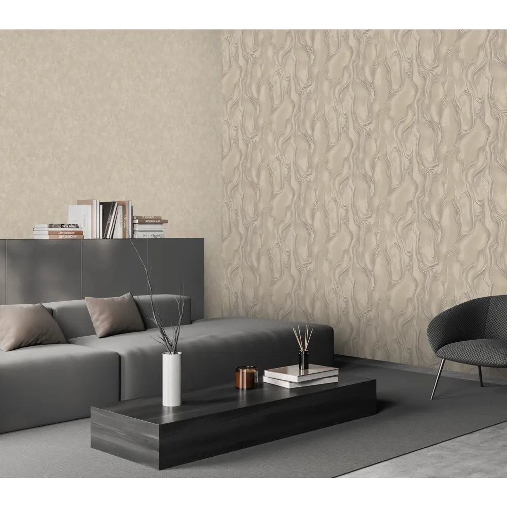 Флизелиновые обои Ateliero Enisei темно-бежевые 1.06 м 89423660 STLM-1570635 - Вид №5