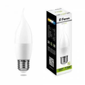 Лампа светодиодная Feron "Свеча на ветру" E27 11W 6400K LB-770 25953 FERON  00-3956691 Матовый