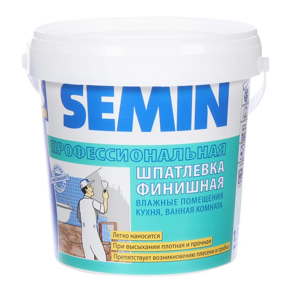 Шпатлевка финишная для влажных помещений Semin 1.5 кг да STLM-2183071