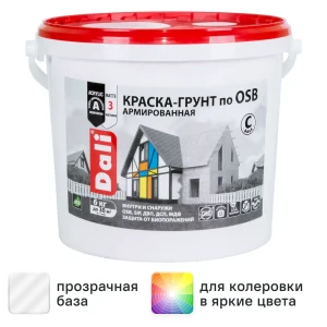 Краска-грунт армированная по OSB Dali матовая прозрачная База С 6 кг