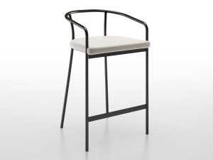 Окрашенный металлический высокий стул с подлокотниками