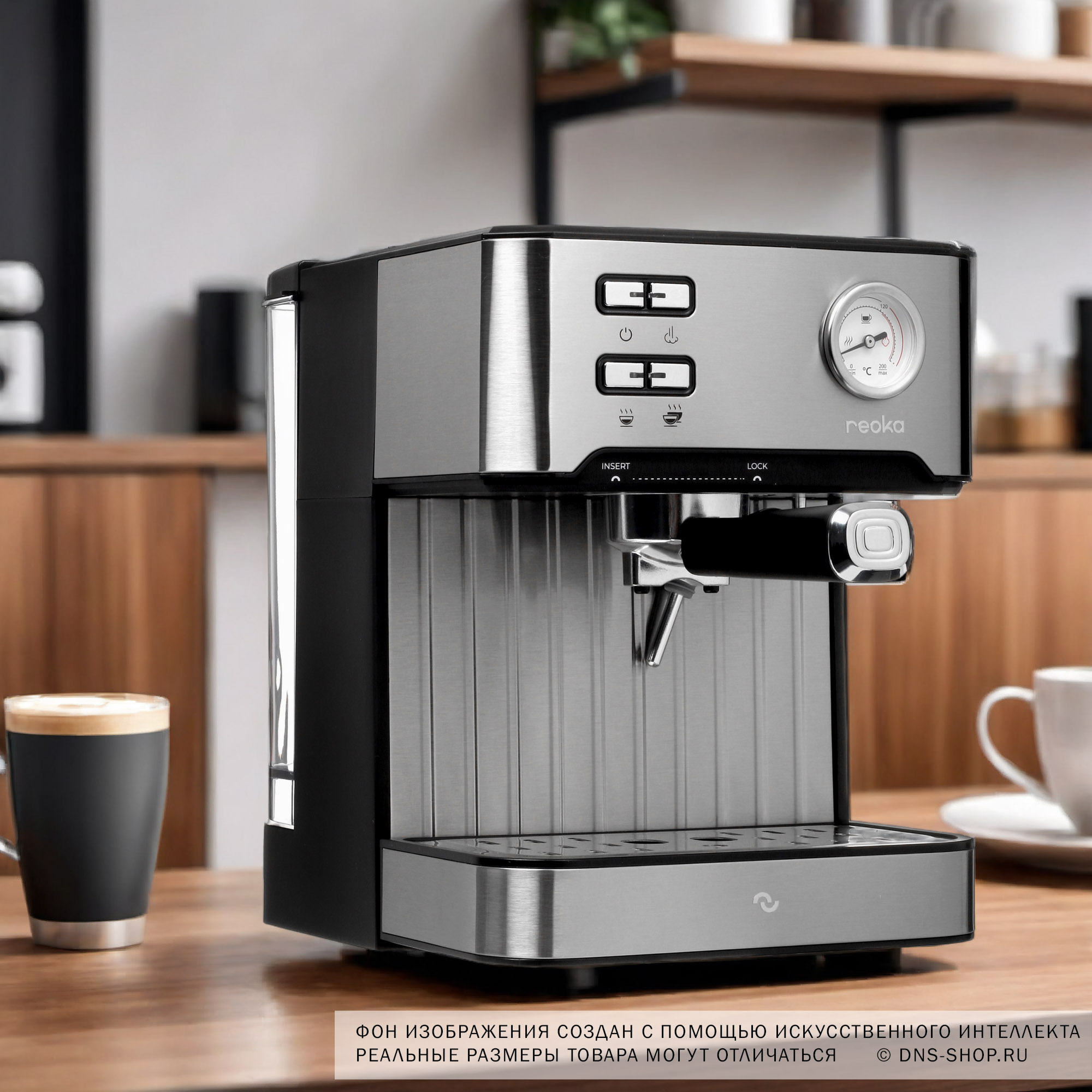 5051565 Кофеварка рожковая Reoka RKЕМ-200 серебристый STDN-0014678 - Вид №12