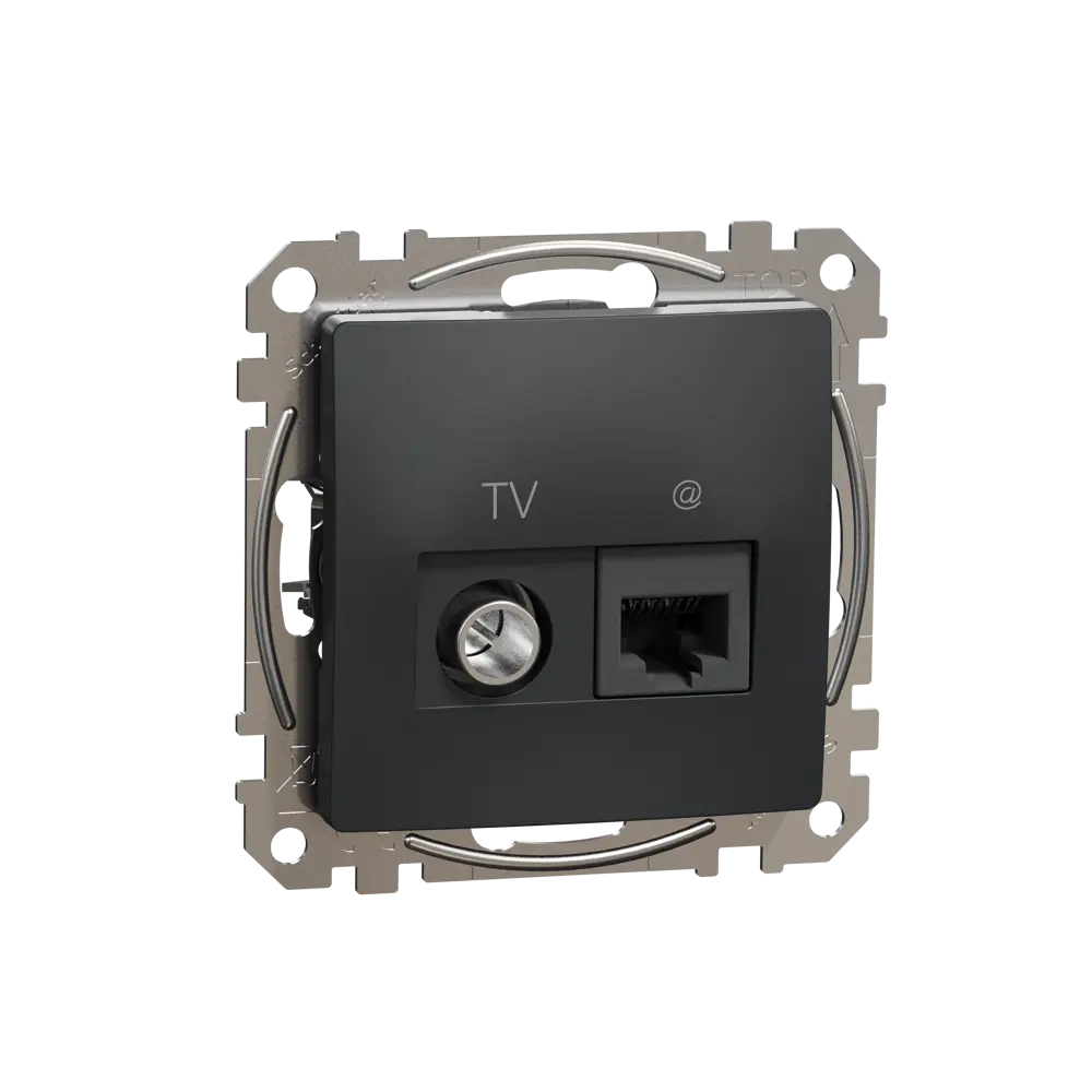 Розетка телевизионная/компьютерная встраиваемая Systeme Electric Sedna Design cat 6, цвет антрацит STLM-2068129 - Вид №1