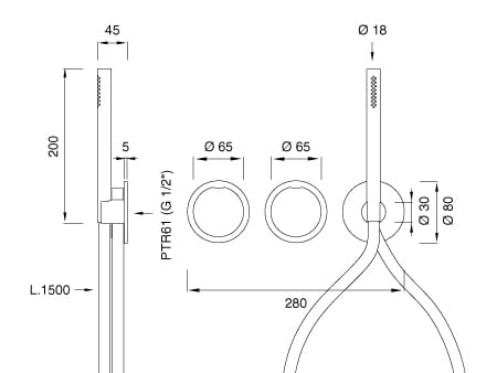 Термостатический смеситель для ванны / душа с 3 отверстиями из нержавеющей стали с ручным душем CEADESIGN GIOTTO ARCH-00108651 - Вид №1