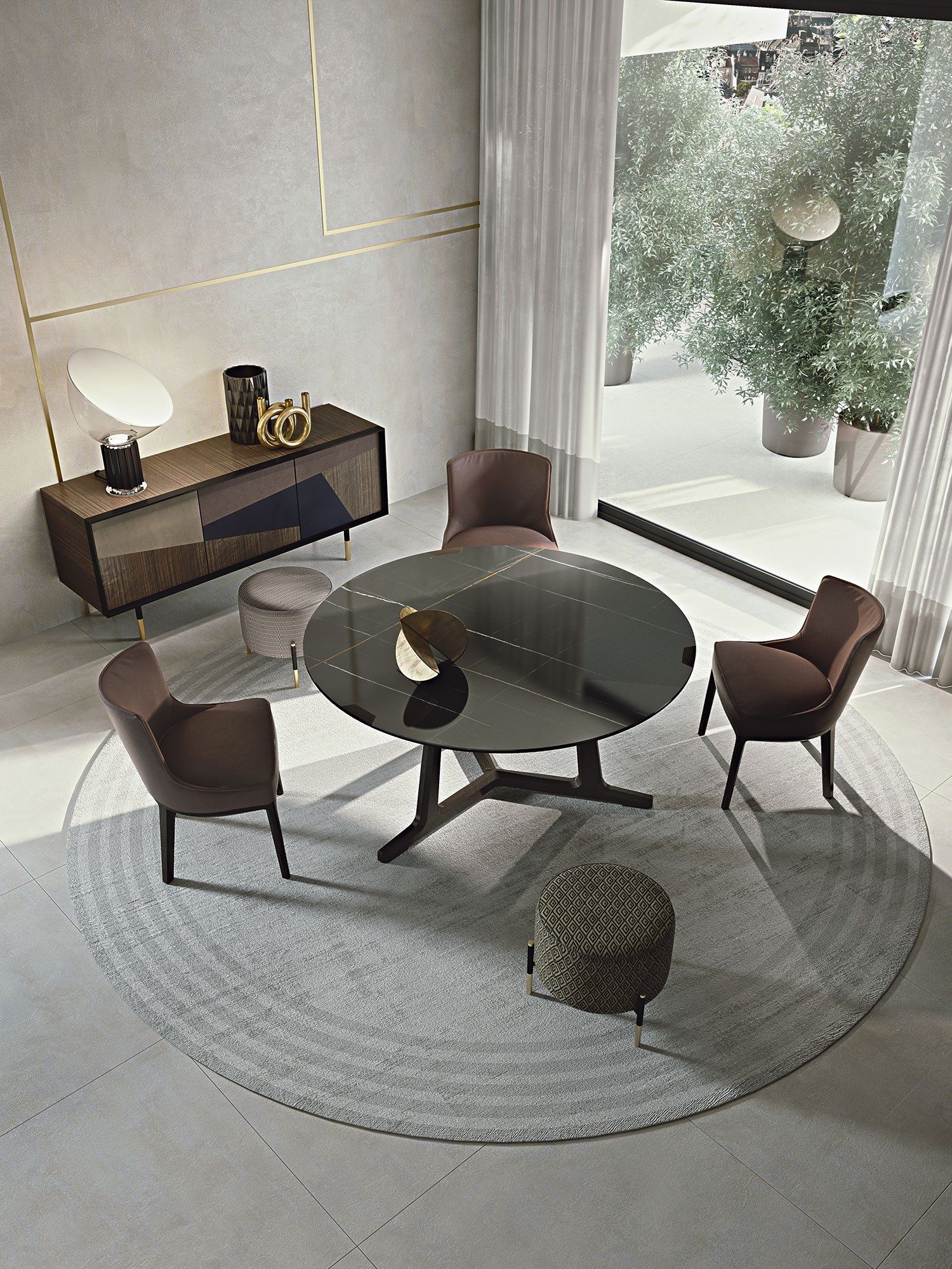 Круглый пуф из ткани Frigerio Кевин ARCH-00107184