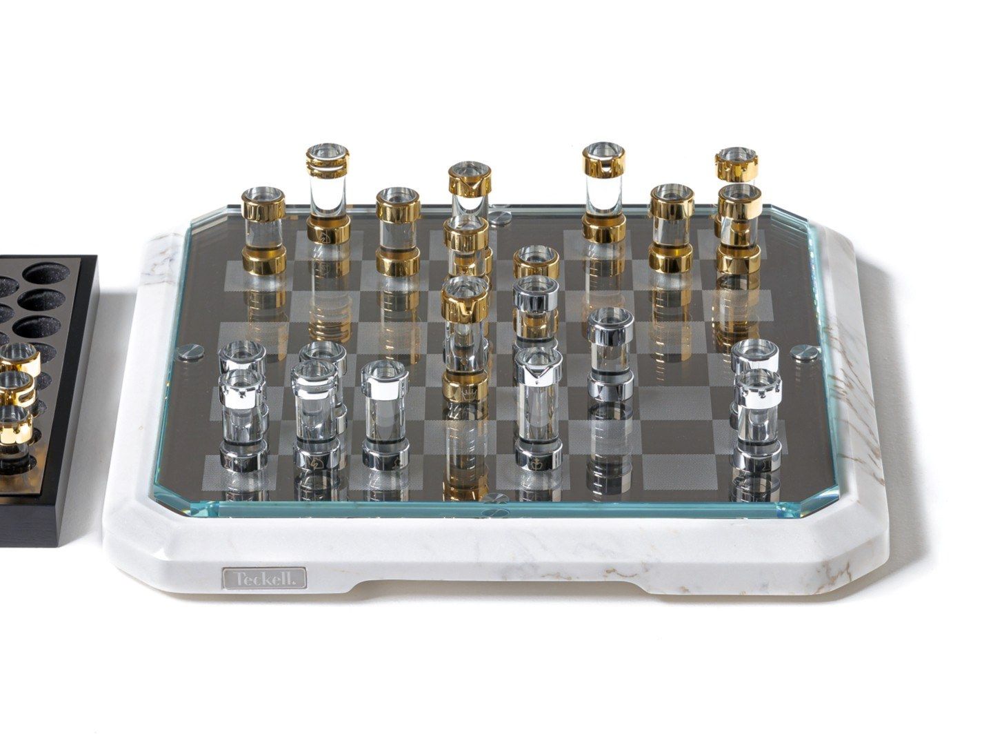 Шахматная доска из мрамора Калакатта и закаленного стекла Teckell STRATEGO ARCH-00054562