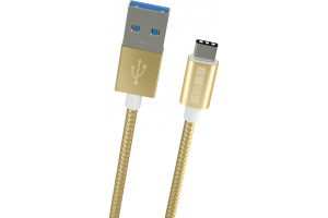 19003566 Кабель TypeC-USBA USB3.0 Gold нейлон 1,0м, AA ,M-M 51765 Interstep