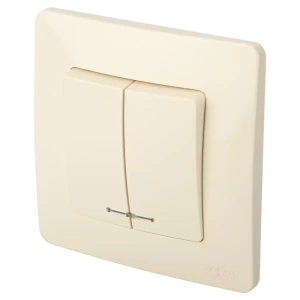 84502354 Выключатель встраиваемый Systeme Electric Blanca 2 клавиши с подсветкой цвет бежевый STLM-1109378