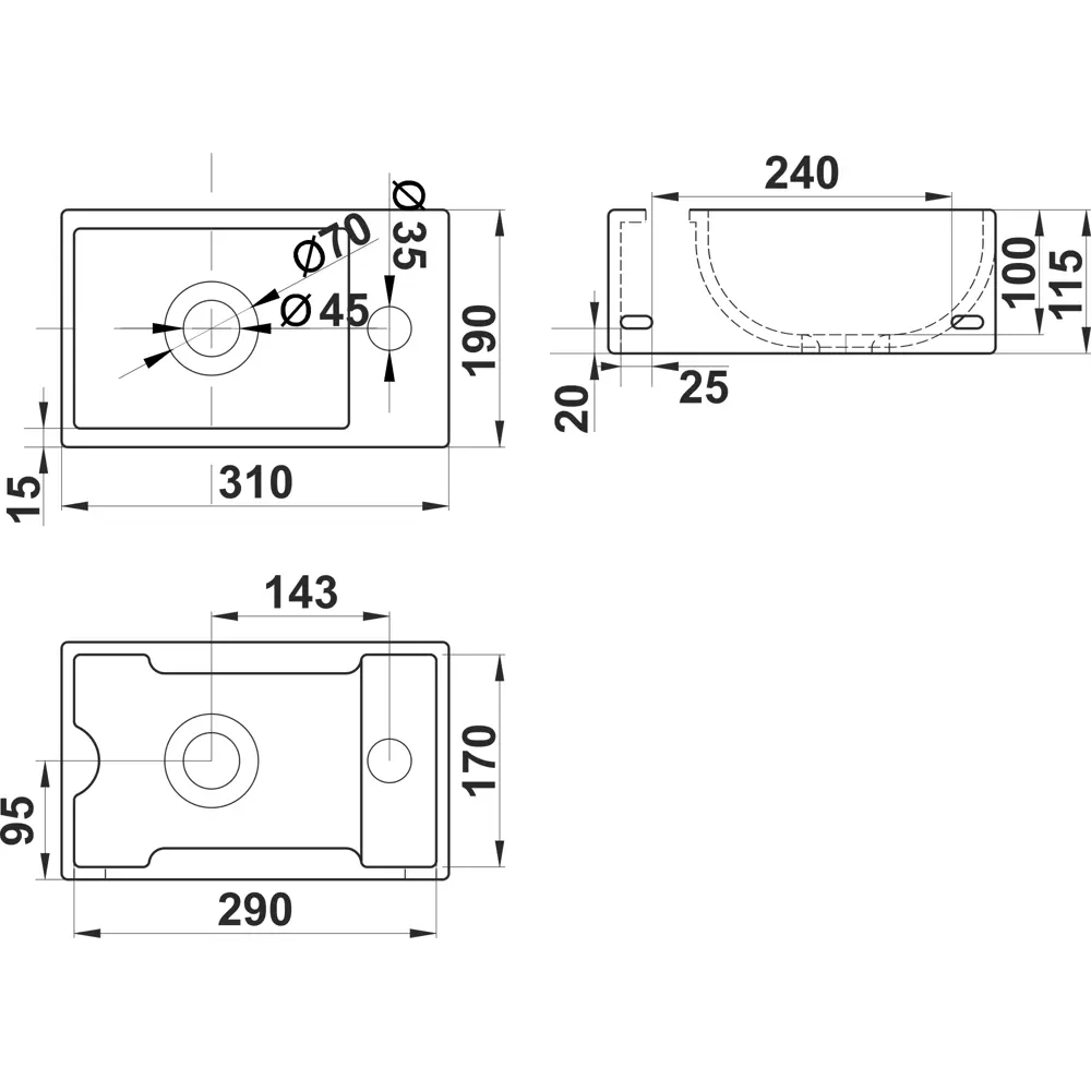 Мини-раковина Melana MLN-320349L 30.5 см STLM-2165114 - Вид №6