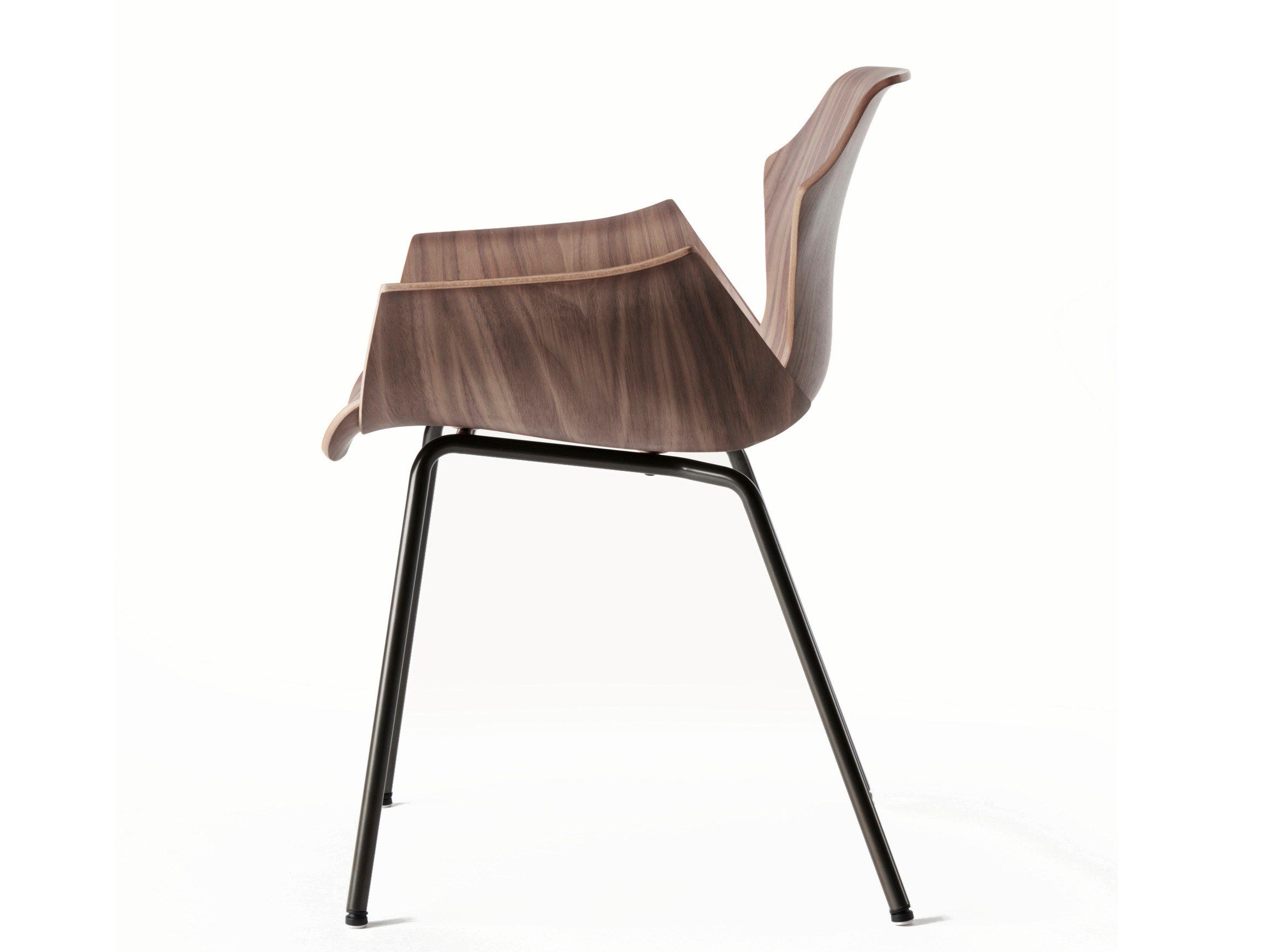 Стальной и деревянный стул с подлокотниками BassamFellows Лепесток ARCH-00049661 - Вид №2