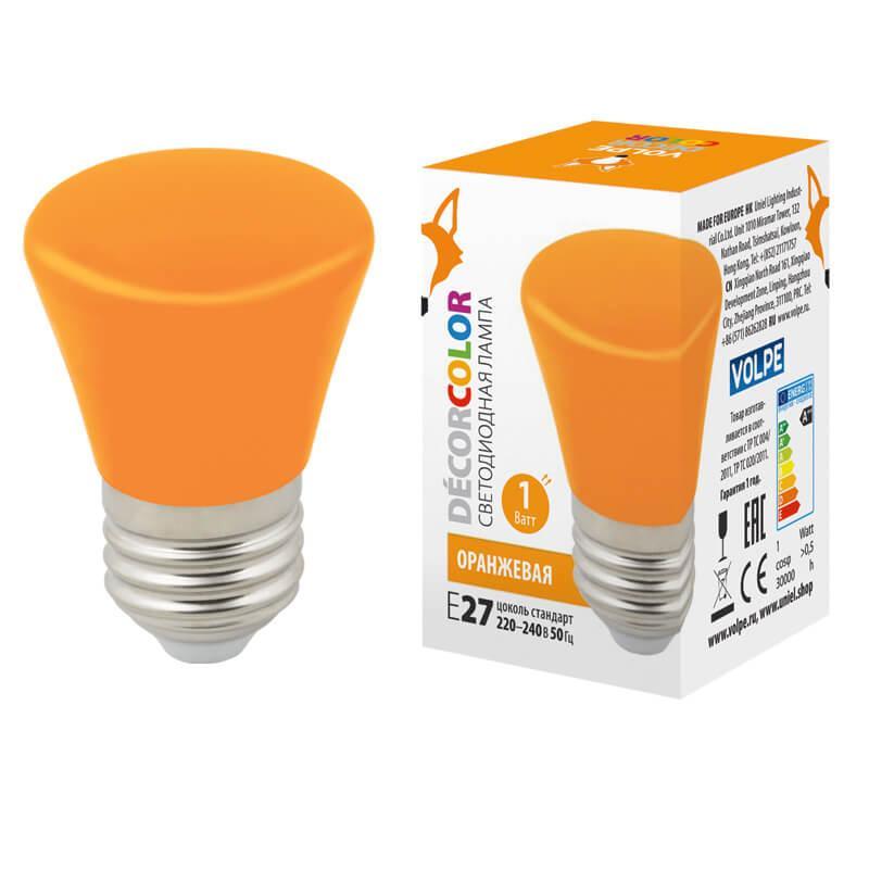 LED-D45-1W/ORANGE/E27/FR/С BELL Лампа светодиодная E27 1W оранжевая UL-00005642 Volpe Bell LED-D45