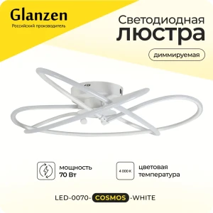 Люстра потолочная светодиодная Glanzen Led-0070-cosmos-white с пультом управления 25 м² холодный белый (голубой) свет цвет белый