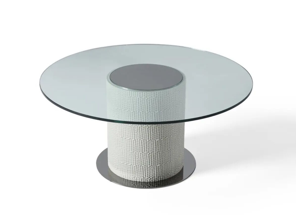 Круглый стол со стеклянной столешницей и основанием из МДФ Mobi сахара ARCH-00143774