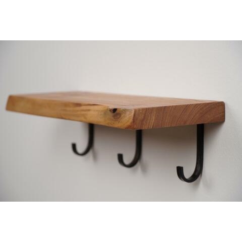 Полочка с крючками из массива 600мм SHELF-600KHOOK Бордовый ORANGE sun-id-1516971 - Вид №1