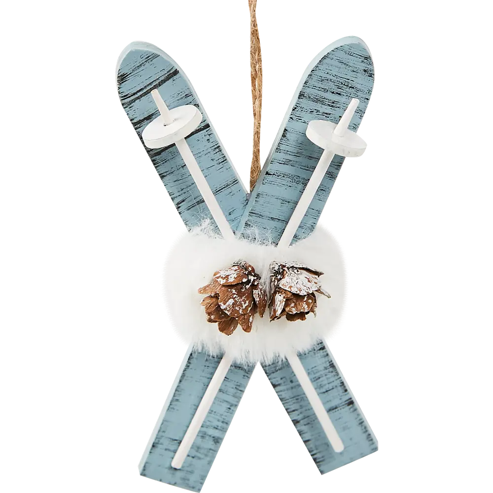 87036541 Елочная игрушка Лыжи 12x6 цвет синий STLM-0958389 Santreyd 