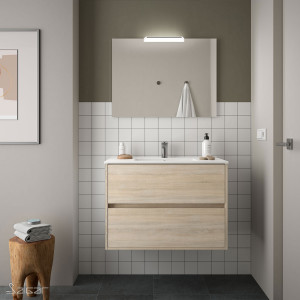 85043 SALGAR Комплект мебели для ванной NOJA 800 OAK CALEDONIA + Раковина + Зеркало + Свет Дуб Каледония
