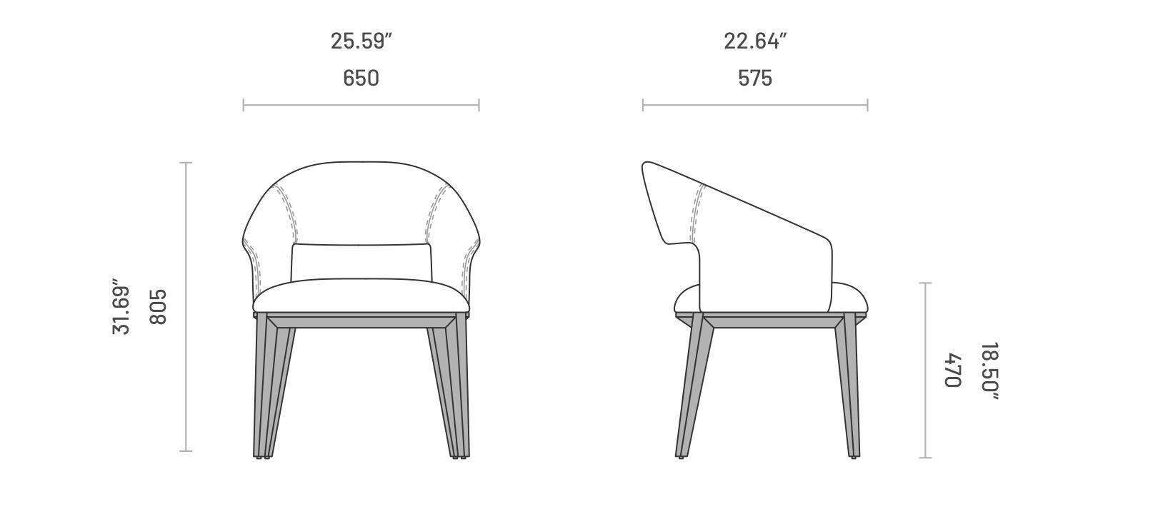 Мягкий стул с подлокотниками Domkapa JERMAIN WOOD ARCH-00000693 - Вид №3