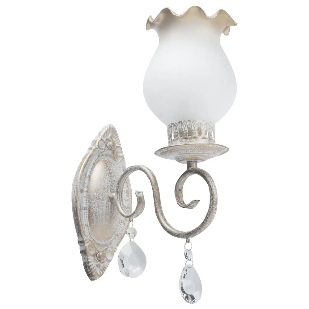 Бра Пальмира 1xE14x40 Вт, металл/стекло, цвет белый Eurosvet STLM-2160085