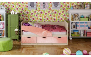 81998 Детская кровать Бабочки 80х180, розовый металл Миф