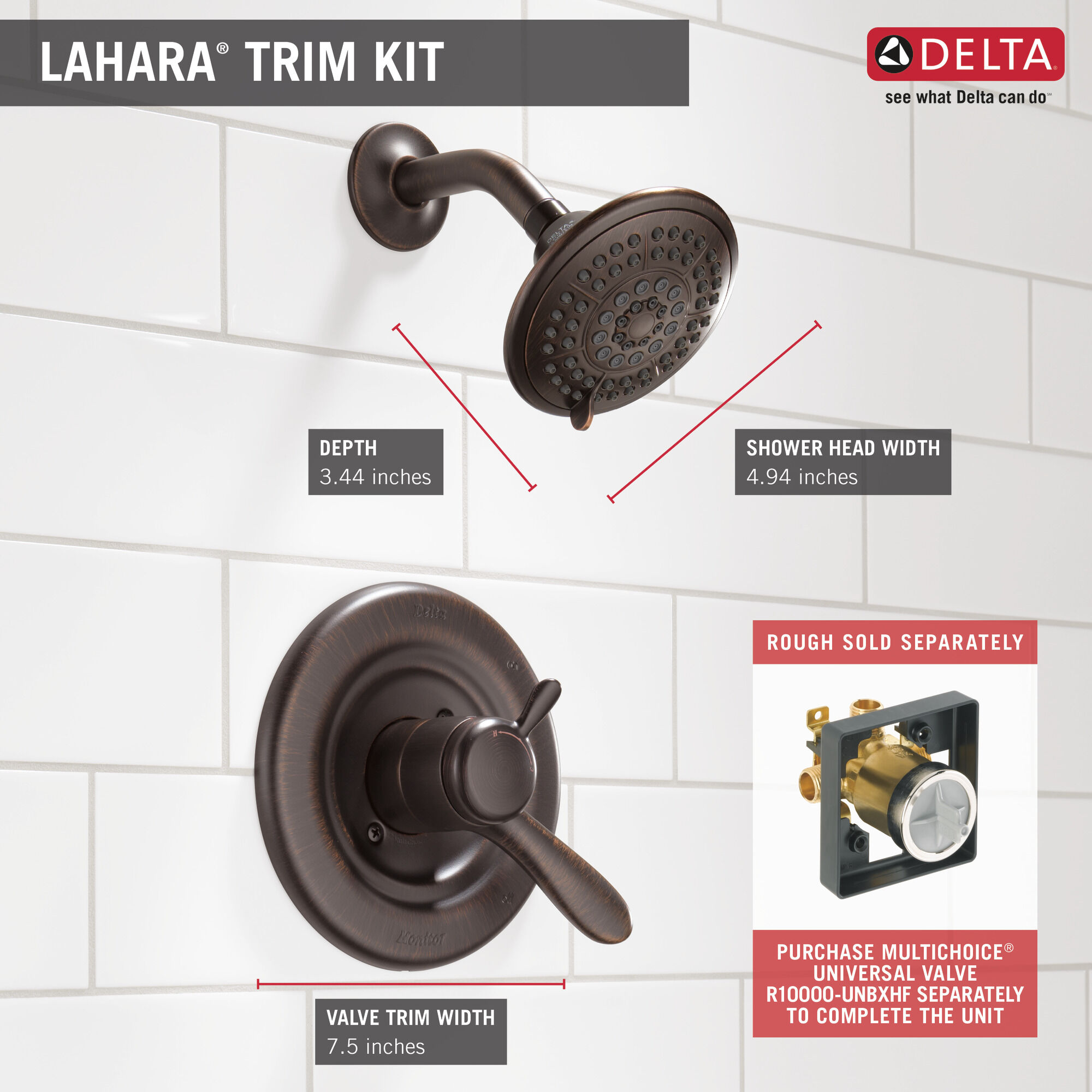 T17238 Облицовка для душа Monitor® серии 17 Delta Faucet Lahara Хром  - Вид №3
