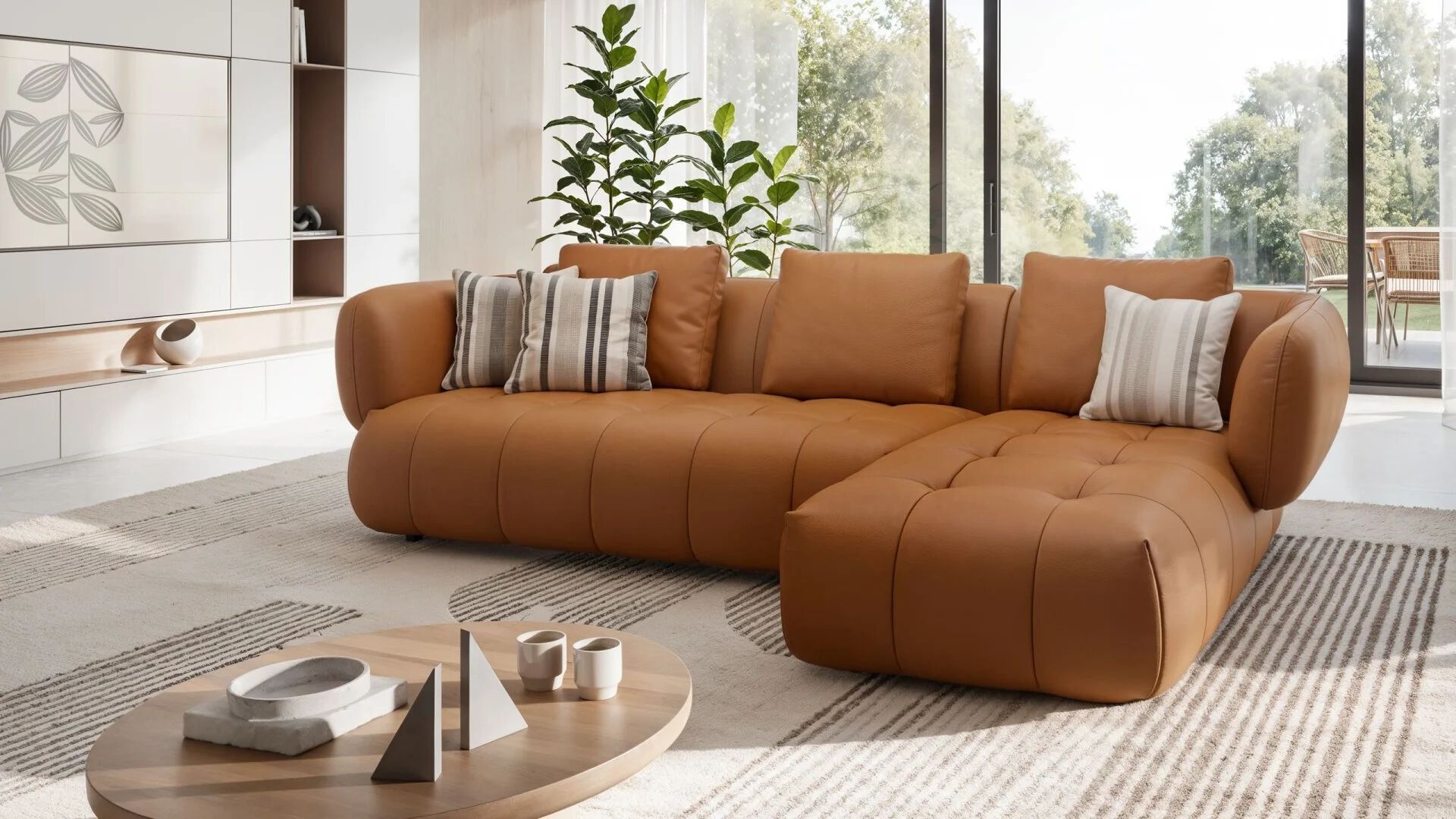 Кожаный диван с полуостровом на 4 места Sofanella море ARCH-00077692 - Вид №9