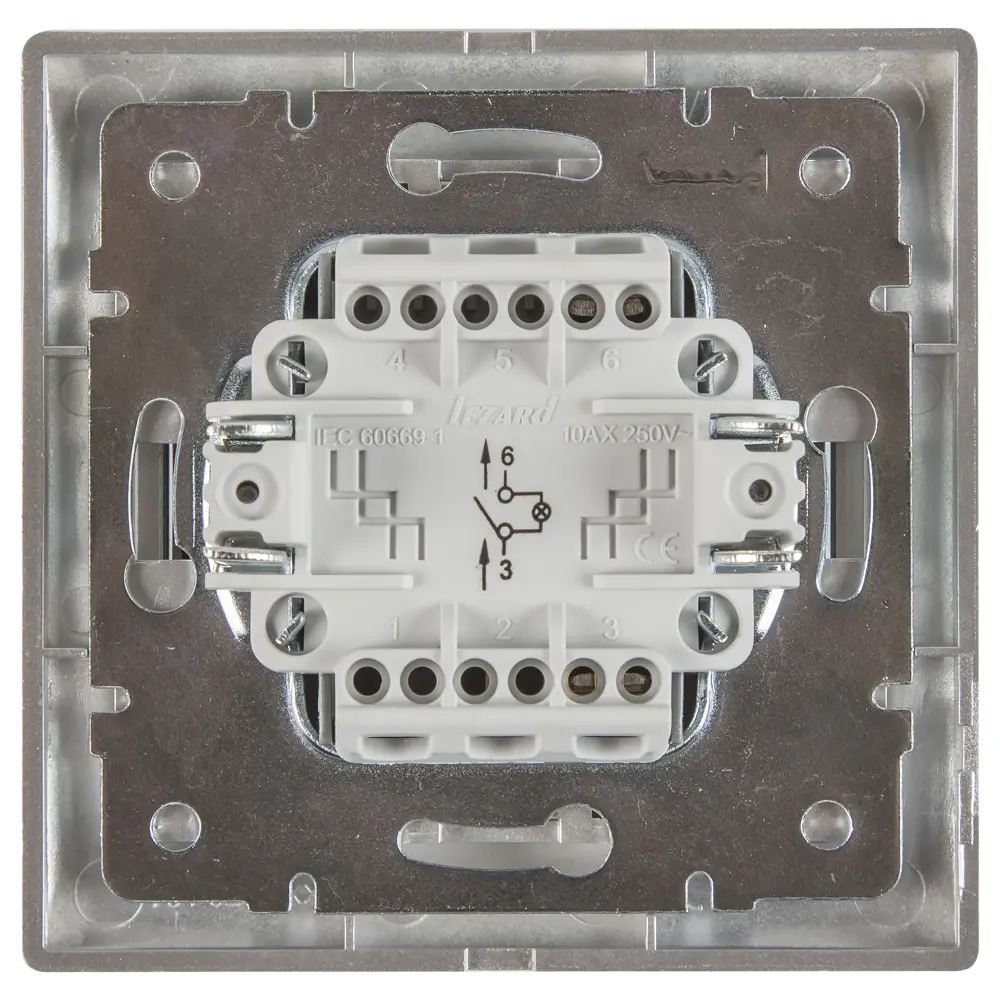 Выключатель Lezard Mira, с подсветкой, с вставкой, серый металлик STLM-2070488 - Вид №1