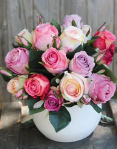 2614 507 a3 Искусственный букет из диких роз, 24 цветка, 28 см, розово-белый H-andreas