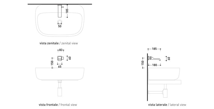 Однорычажный настенный смеситель для раковины Ceramica Flaminia Noke' ARCH-00044129 - Вид №2