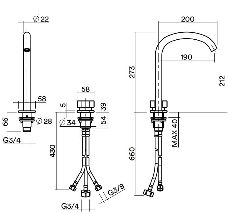 Смеситель для раковины из нержавеющей стали Quadrodesign супер ARCH-00136837 - Вид №2