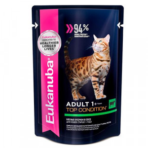 ПР0036739*24 Корм для кошек говядина в соусе конс. пауч 85г (упаковка - 24 шт) Eukanuba
