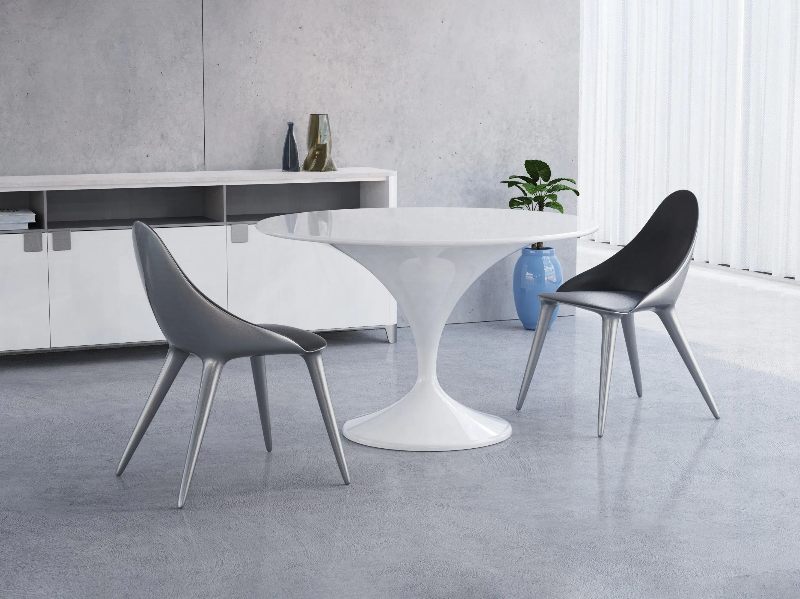 Круглый стол из стекловолокна с мраморной столешницей GANSK CHARM ARCH-00142142 - Вид №7