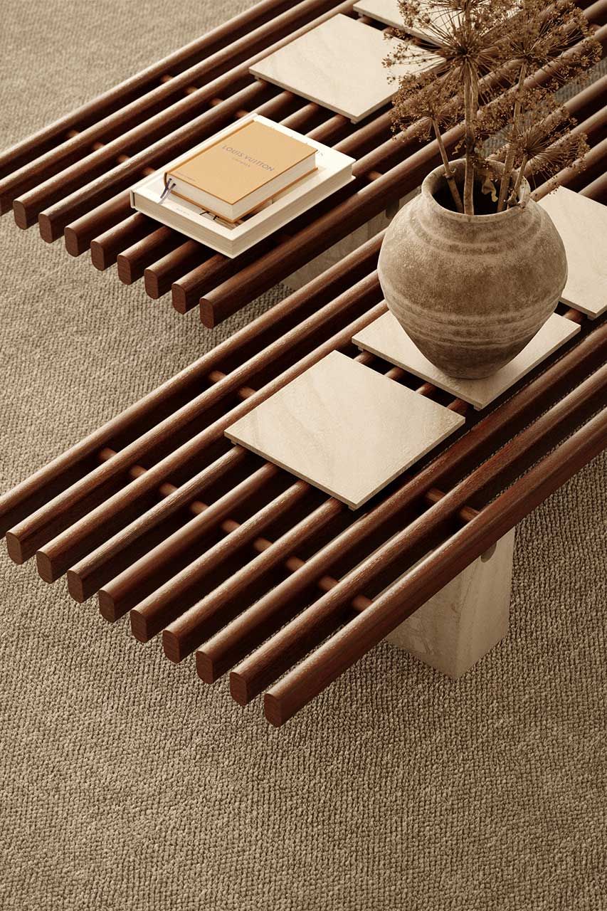 Низкий садовый столик из красного дерева и мрамора Exteta Panarea ARCH-00090767 - Вид №7