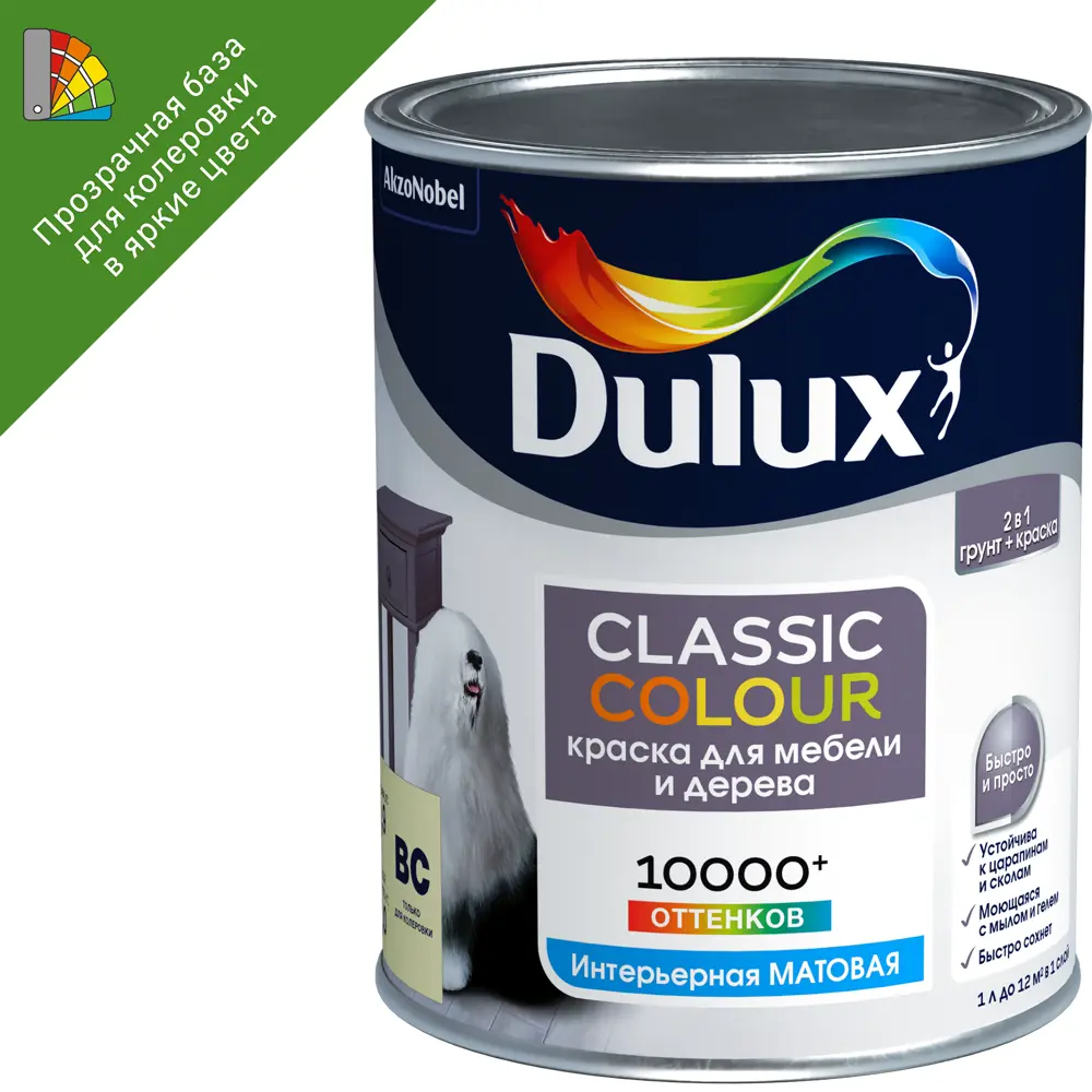 Краска Dulux для мебели и дерева - матовая база для колеровки 0.9 л 86543102 STLM-0069855