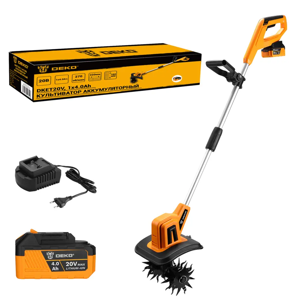 Культиватор аккумуляторный Deko DKET20V 20 В Li-Ion 1x4 Ач STLM-2063537 - Вид №1