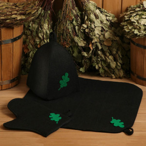 Набор с аппликацией Дубовый лист: шапка+рукавица+коврик БЕЗ БРЕНДА