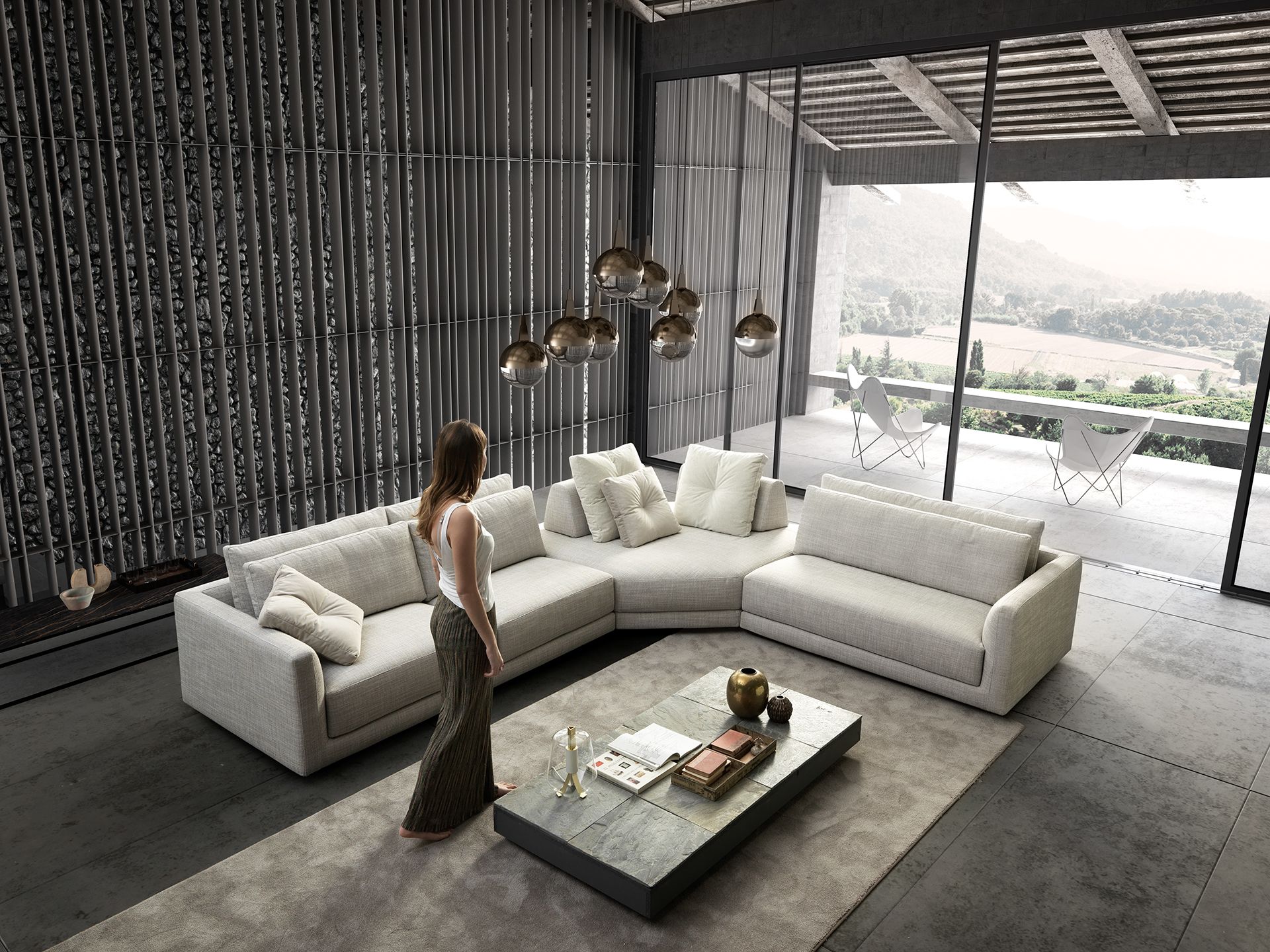 Секционный угловой диван из ткани VALENTINI Александр ARCH-00134967 - Вид №3