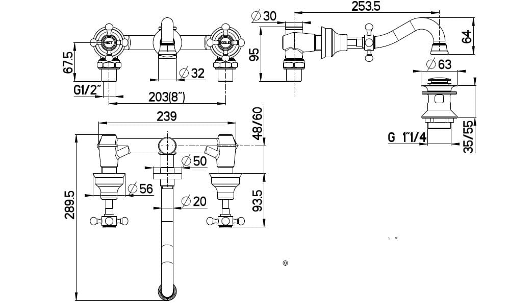 Настенный смеситель для раковины Gaia Mobili Complements ARCH-00079991 - Вид №2