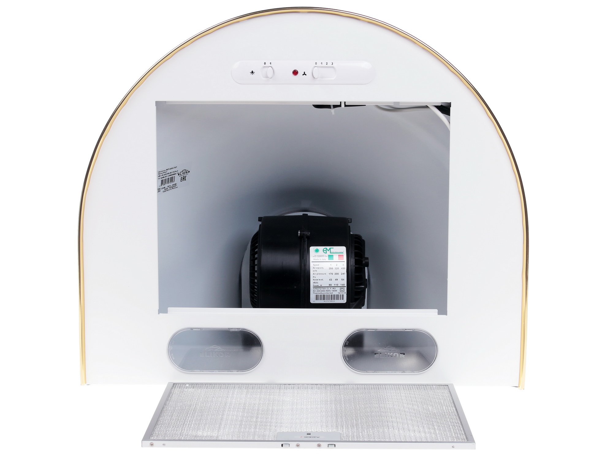 1040569 Вытяжка каминная ELIKOR Эпсилон 60П-430-П3Л белый/золотистый STDN-0013780 - Вид №7