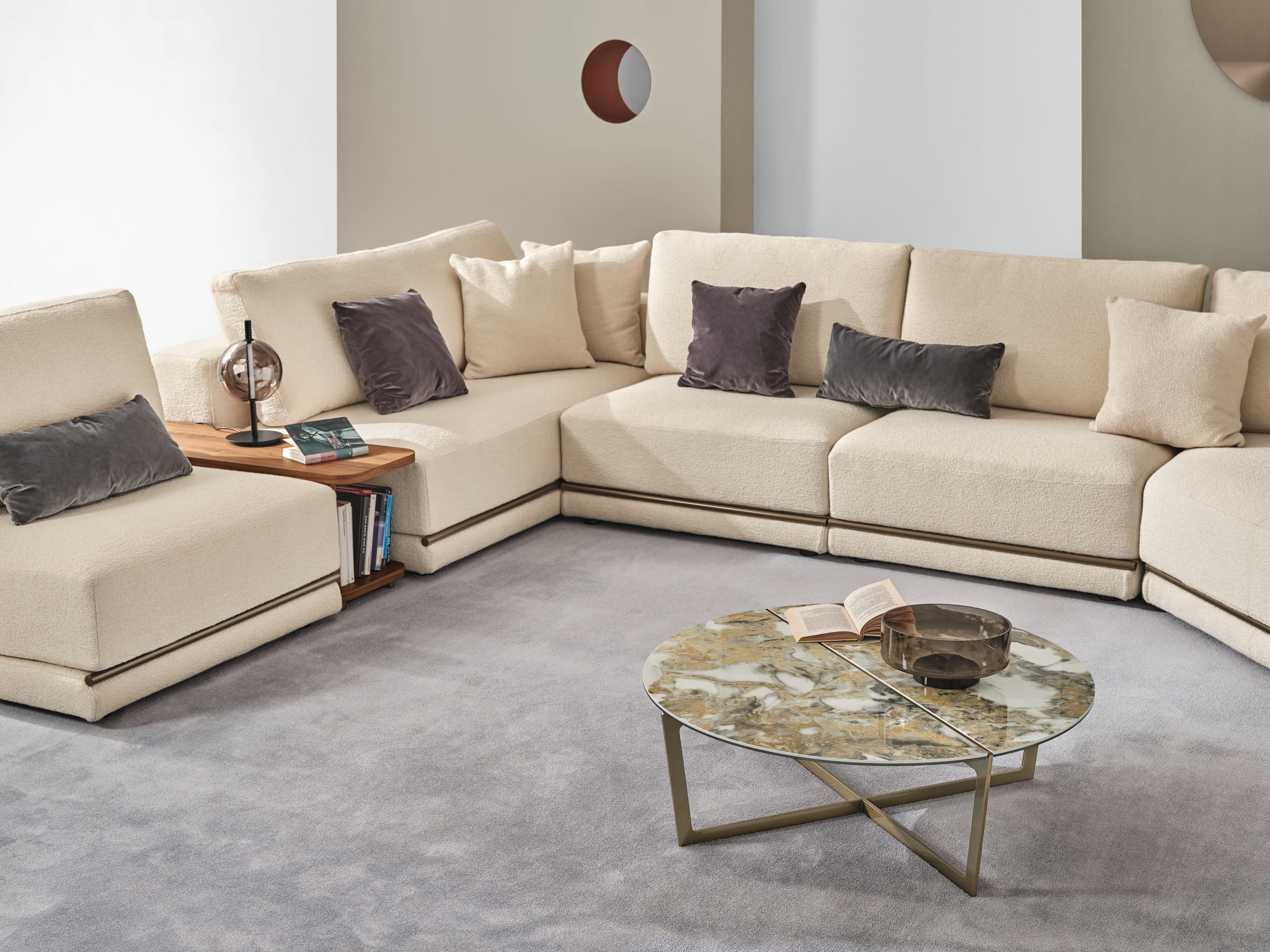 Круглый стальной и хрустальный низкий журнальный столик Bontempi Casa CROSS ARCH-00041910 - Вид №3