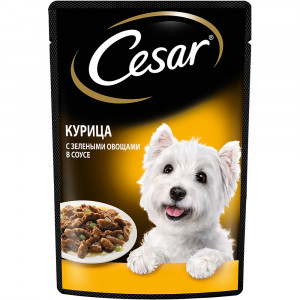 ПР0053680*28 Корм для собак Курица с зелными овощами пауч 85г (упаковка - 28 шт) Cesar