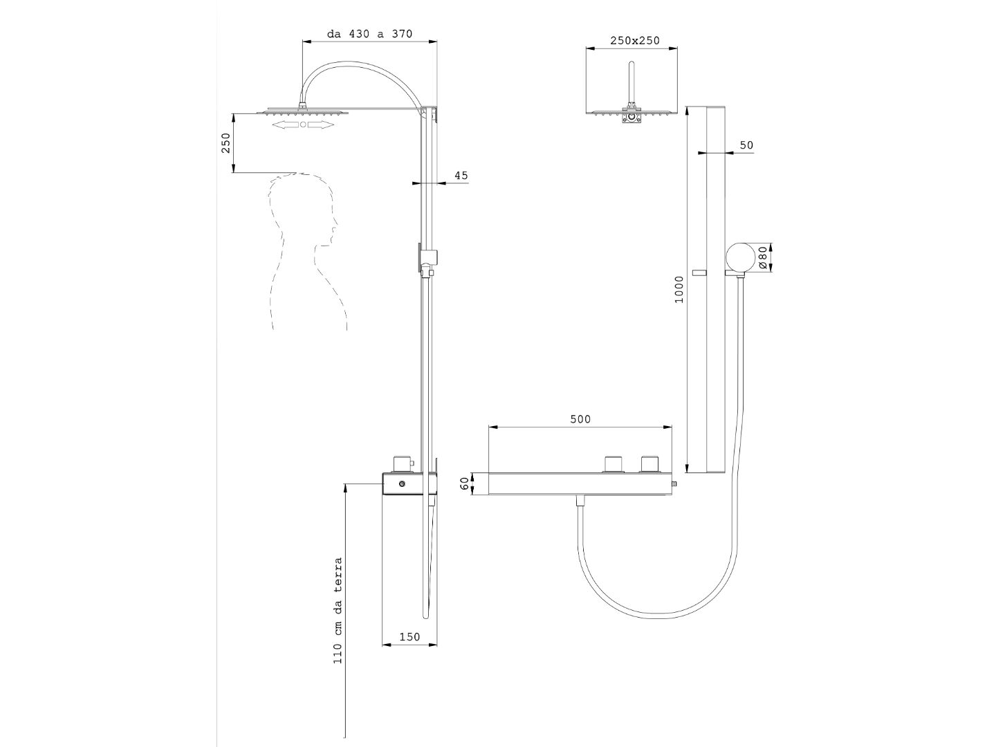 Стержень из нержавеющей стали с ручным душем Cropelli Alyssia ARCH-00026928 - Вид №39