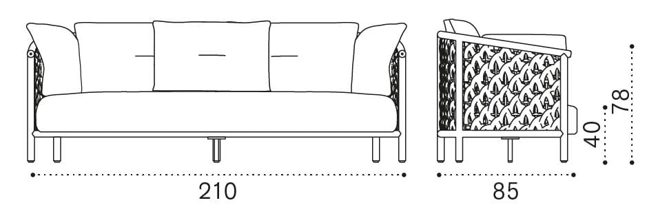 3-местный плетеный ТИК и веревочный садовый диван Ethimo патио ARCH-00108764 - Вид №3