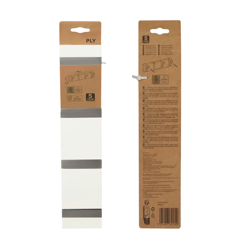 ВЕШАЛКА 4 КРЮЧКА PLY БЕЛ/МЕТ KONSENSA 89453240 STLM-2139843 Santreyd  - Вид №4