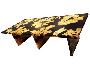 Прямоугольный стол из оливкового дерева и смолы