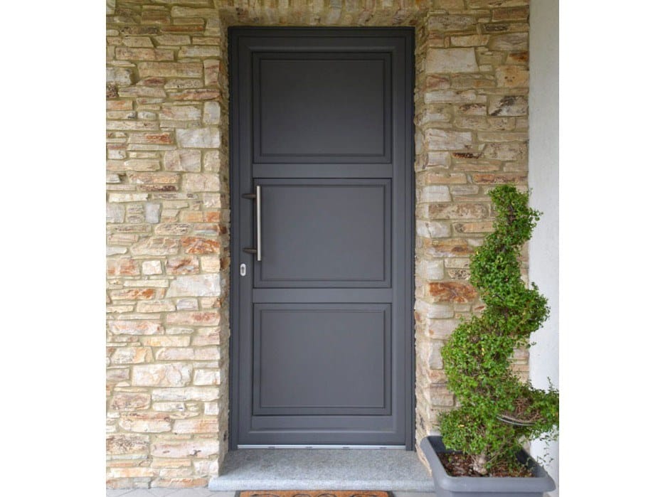 Алюминиевая и деревянная теплоизоляционная входная дверь NAVELLO облако ARCH-00081050 - Вид №1