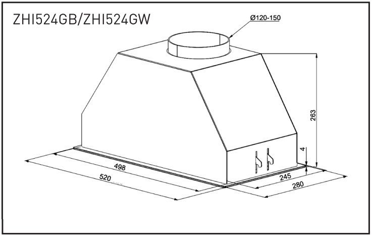 9175464 Вытяжка полновстраиваемая ZUGEL ZHI524GB черный/черный STDN-0100838 - Вид №24