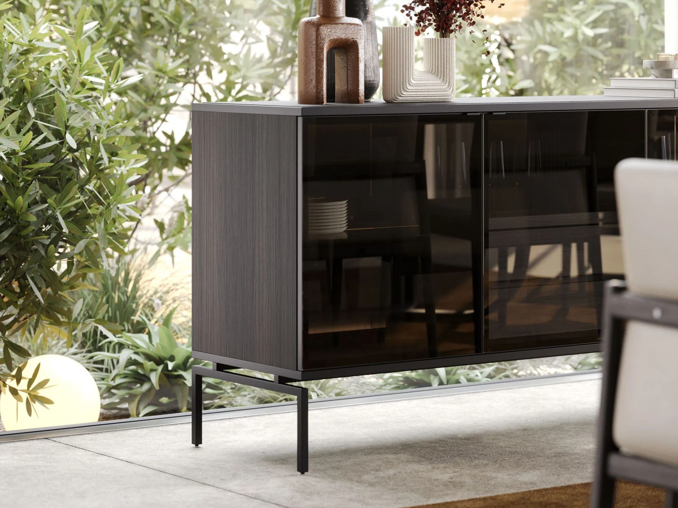 Шкаф из дерева и стекла Laskasas холст ARCH-00004267