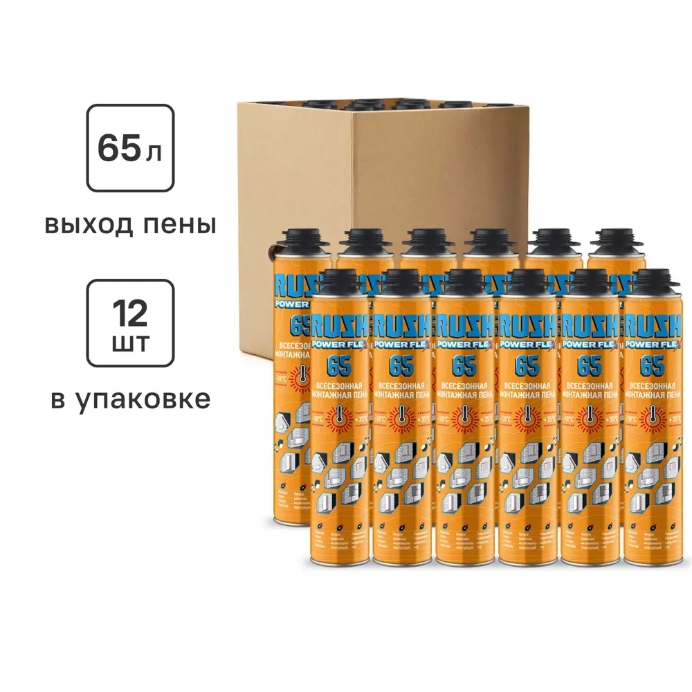 Santreyd Rush 65 - профессиональная монтажная пена всесезонная (12 баллонов) 89396094 STLM-1414420